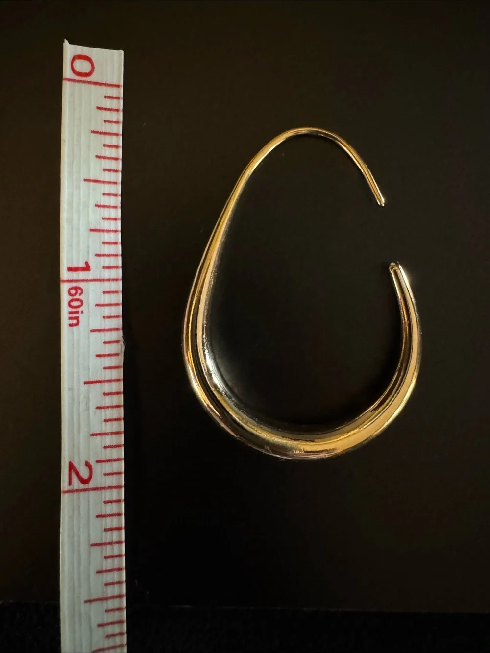 Gold Tone Sculptural Teardrop Hoop Earrings - 2”